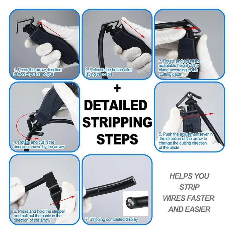 A98E-2X Round Cable Stripper For Fast And Accurate Removal Of Cable Sleeve, Without Damaging The Core,0.18-1 Inch