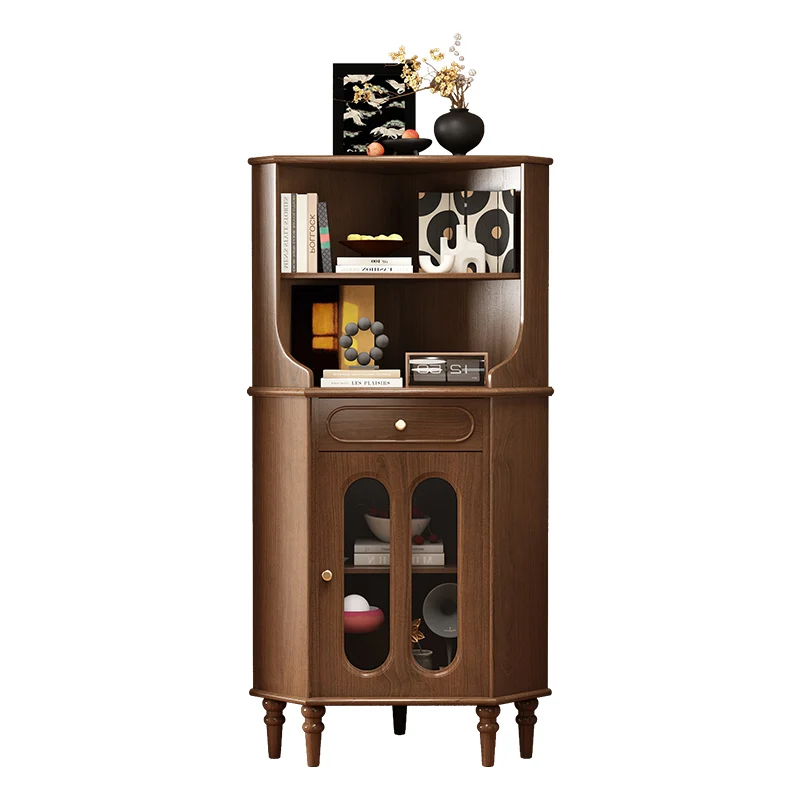 

Premium All solid wood triangular corner cabinet corner cabinet corner storage cabinet living room locker