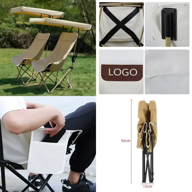 

Easy to Open Fold Lightweight Oversized Portable Beach Fishing Chair with Awning for Outdoor Camping