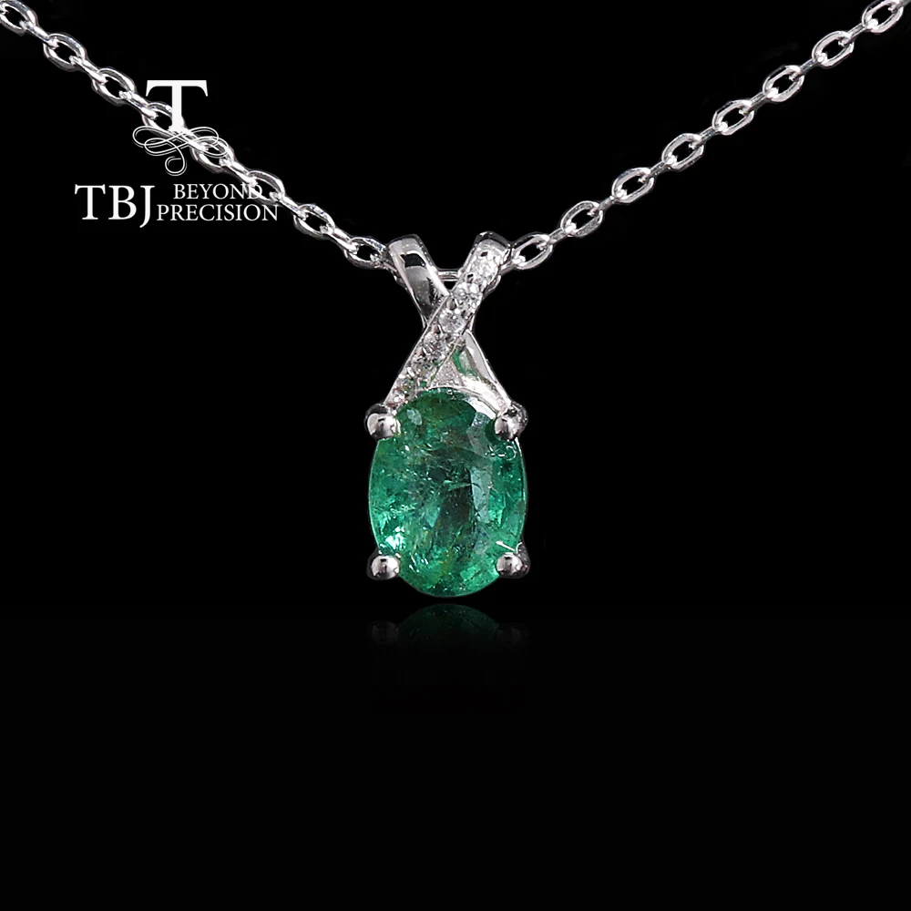

Simple design Natural Emerald 925 sterling silver Pendant Necklace 1.5.ct real gemstones fine jewelry for women's Birthday gift
