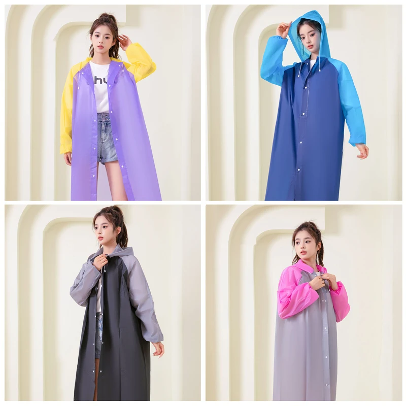 

Adult Long Raincoats EVA Waterproof Rain Coat For Men Women Travel Hooded Rain Poncho For Fishing Camping Children's Raincoat