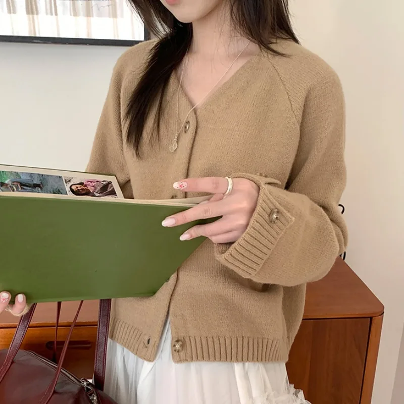 

Chic Autumn Winter Soft Cozy Design Sle Turn up Sve Sweater Coat New Casual Color Women's Knittedwear Commute Sle