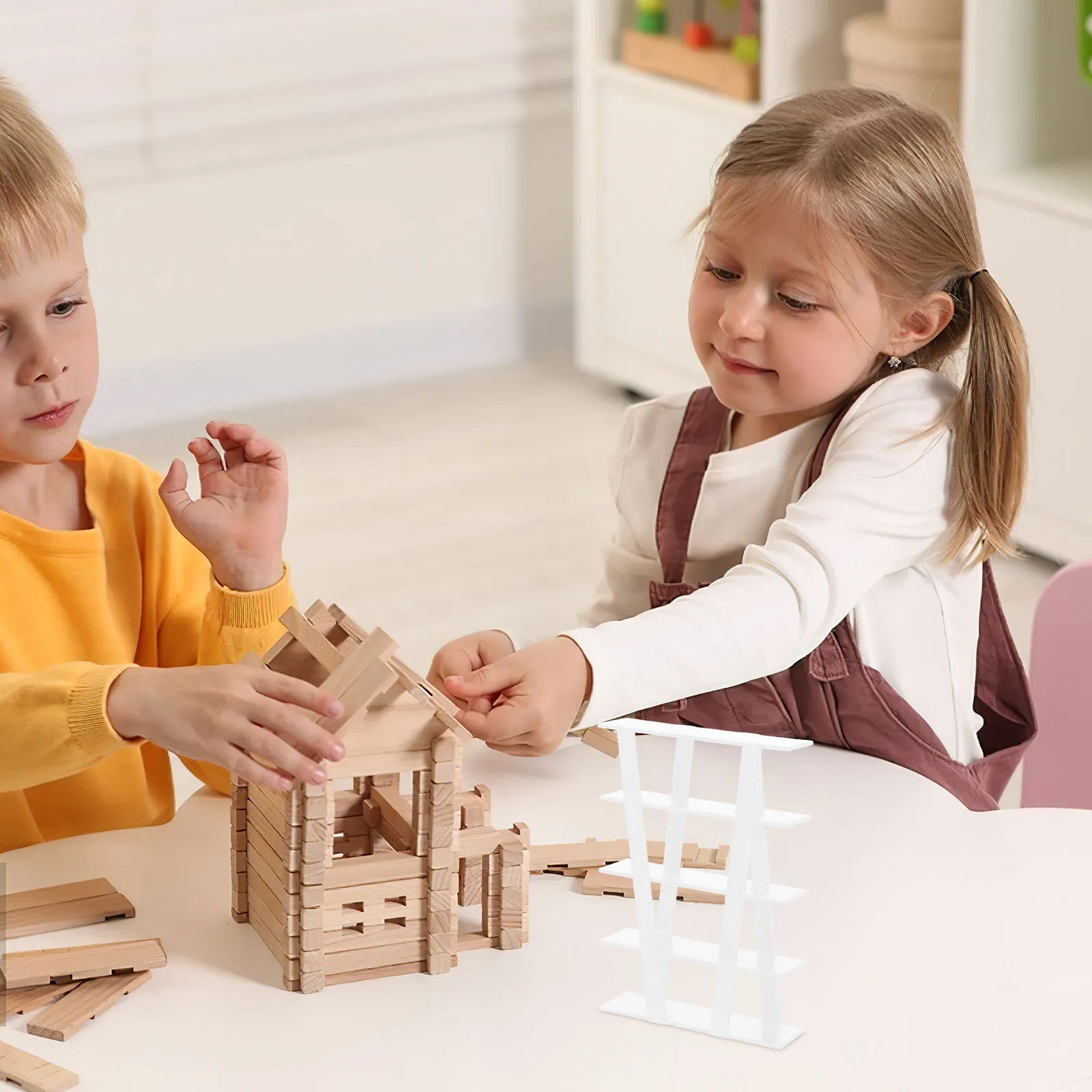 

Wooden Furniture Miniature Storage Shelf Color Hollow Design Elegant Multifunctional Stand for Dollhouse Decoration