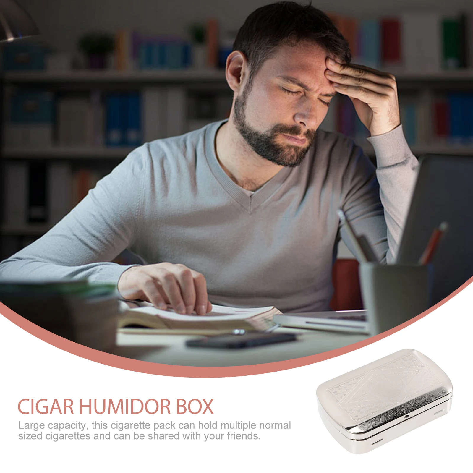 

Case Metal Cigarette Box Scratch-Proof Portable Large Capacity Cigarette Storage Case For Men Travel Outdoor Smoking Accessory