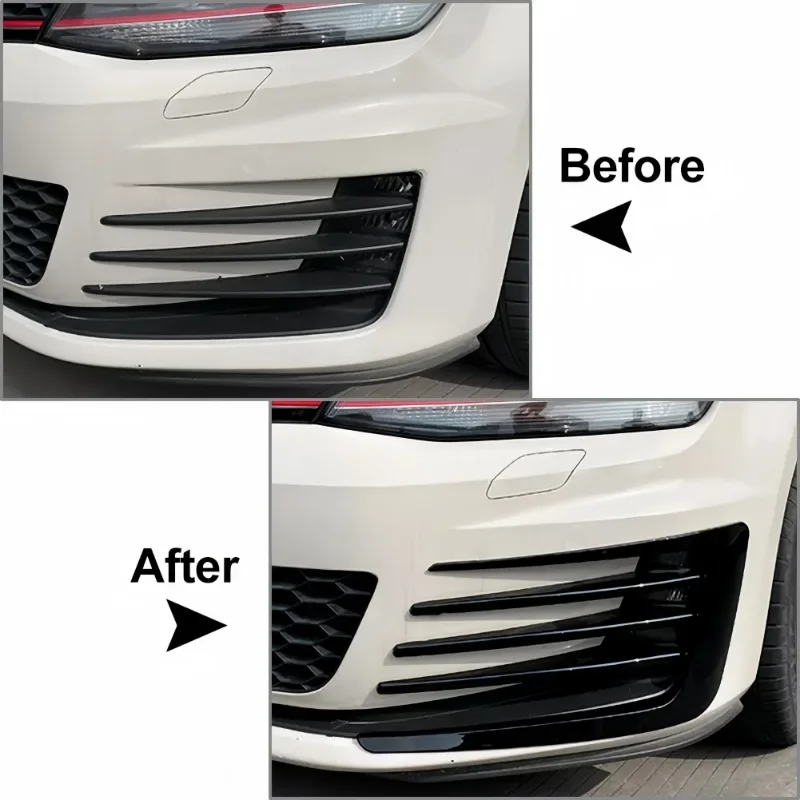 Car Front Bumper Fog Light Cover For Volkswagen Golf 7 MK7 GTI GTD 2013-2016 Front Side Vent Grille Cover Wind Knife Canard Fins view 3