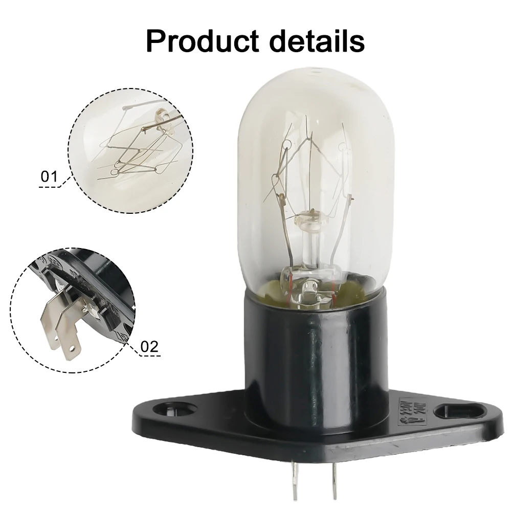 2 Pins 2A 250V 20W Microwave Ovens Bulb Refrigerator Bulb Spare Repair Parts Kitchen Accessories