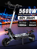 EU Electric Scooter C1 5600W 60V 38AH Dual Motor 11 Inch Off-road Tire Max Speed 85-95km/h Max Mileage 90-100km 200kg Max Load