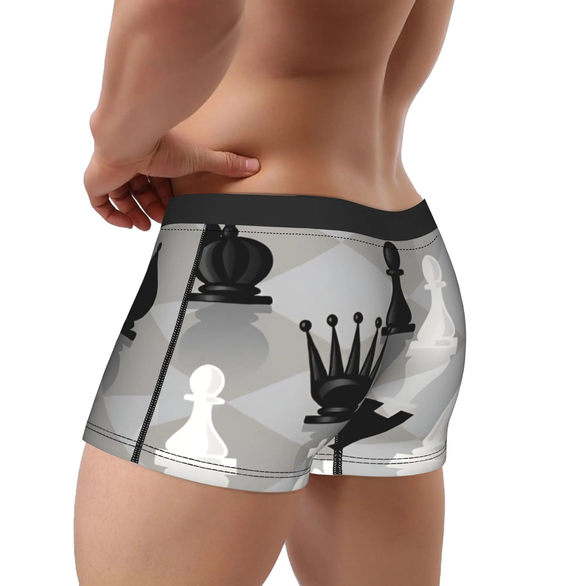 Chess Pattern Game Pieces   Underwear  Males Boxer Brief Breathable Boxer Shorts Hot Sale Custom DIY Plus Size Underpants