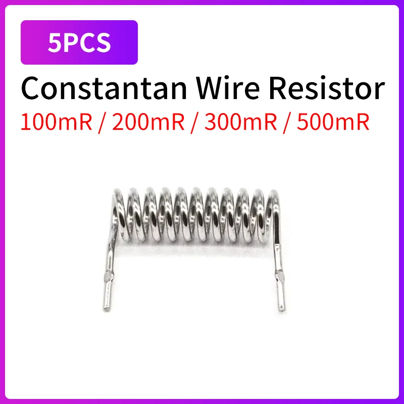 5PCS Constantan Resistance Sampling Resistor 100MR 200MR 300MR 500MR 0.1R 0.2R 0.3R 0.5R 10MM 15MM 20MM