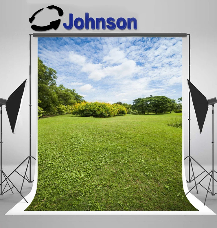 

JOHNSON Green Golf Themed Grass Garden Outside Sunshine Clouds photography backgrounds Computer print party photo backdrop