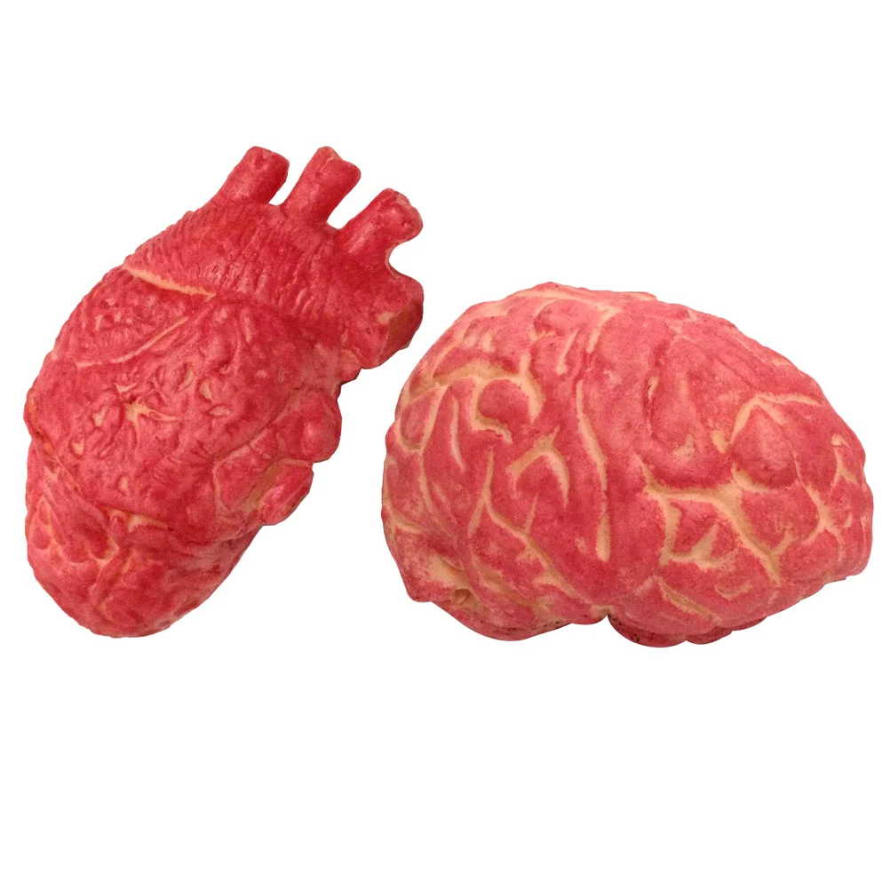 2 Pcs Simulation Heart Prop Horrible Heart-shaped Human Body Bloody Halloween Organ