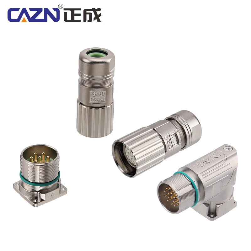 M623 Square Flange Socket Male Female 6 7 9 12 17 Pin Straight Angled P/E Code IP67 for Industrial Automation & Servo Motors