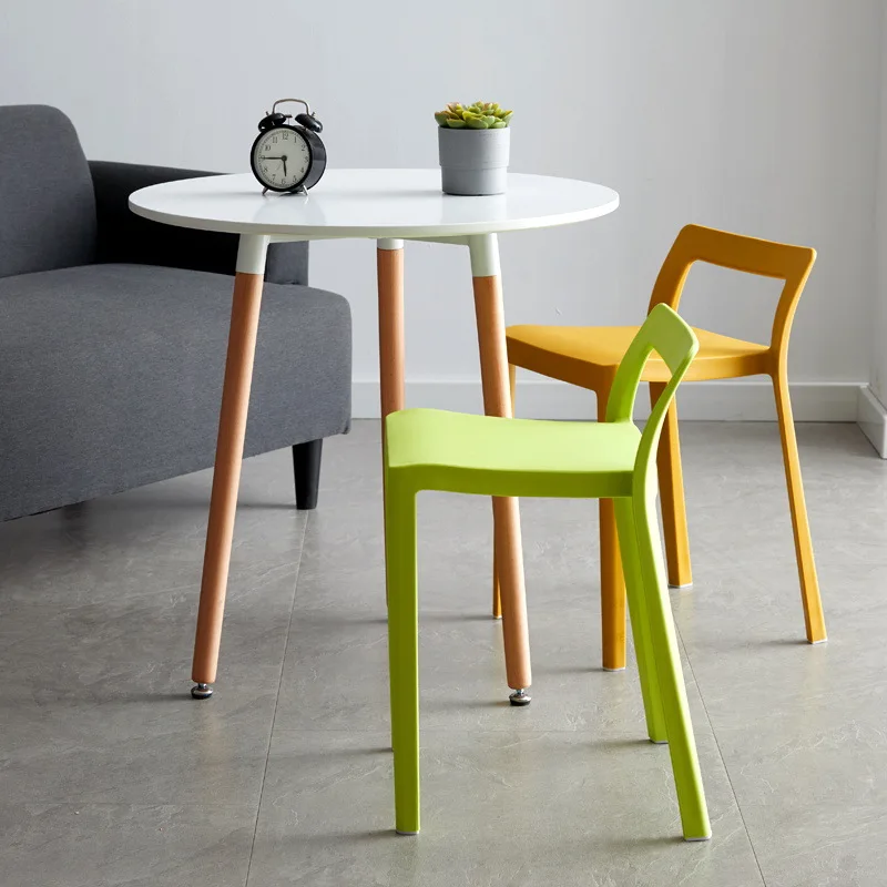 Simple Plastic Stools Household Adult Dining Chairs Restaurants Waiting Tables High Stools Hollowed Out Backrests Chairs image 4
