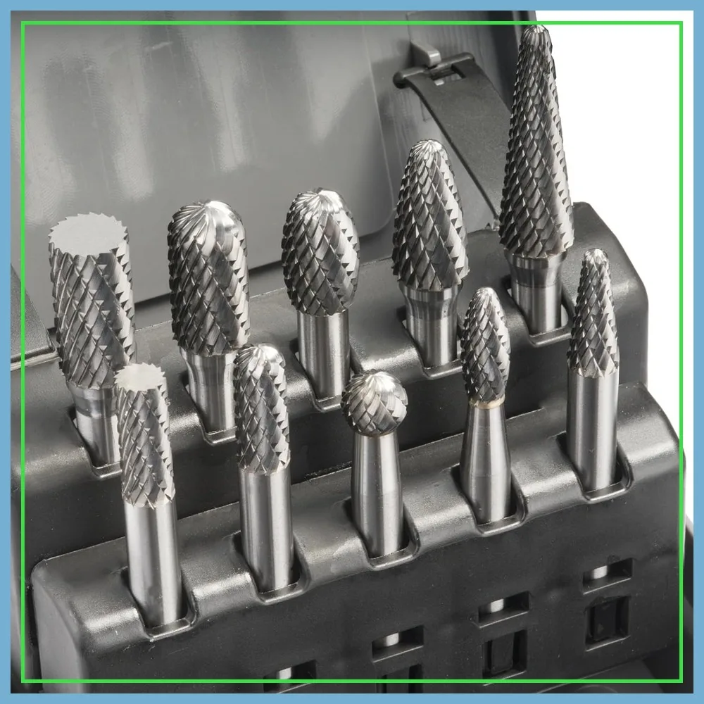 

Industrial Double Cut Rotary Burr Set 10 Pcs 1/4" Shank for Metal Wood Deburring Engraving