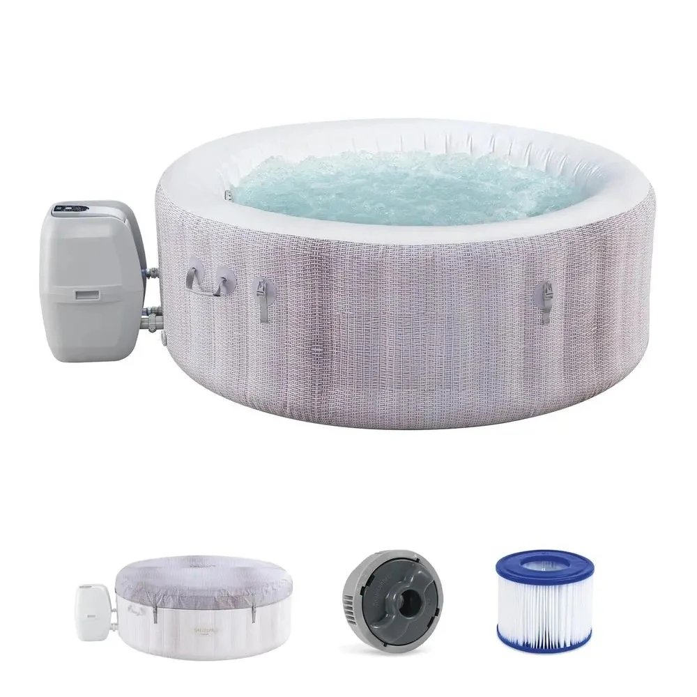 2 to 4 Person Inflatable Hot Tub, Round EnergyEfficient Portable Outdoor Spa with 120 AirJets, 71 x 26 , T Custom