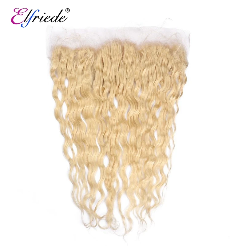 Elfriede #613 Blonde Water Wave Bundles with Frontal Brazilian 100% Remy Human Hair Weave 3 Bundles with 13x4 Lace Frontal