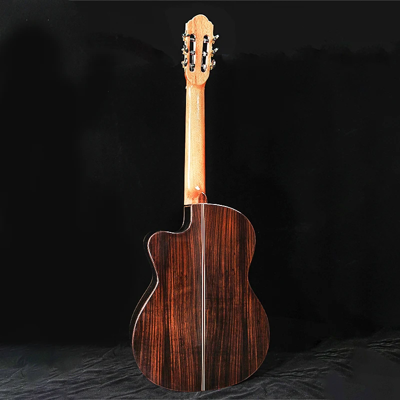 39 Inch High Gloss Solid Red Cedar Classic Electric Guitar 6 String 19F Classical Guitar Natural Clolor with Armrest Bone Nut