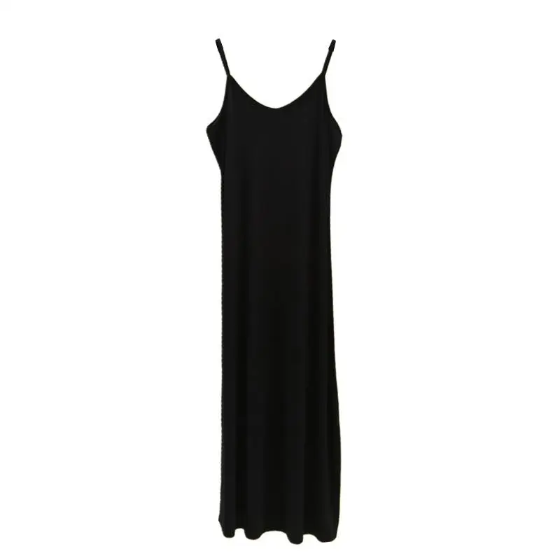Slimming Strap Skirt High Waist Cotton Modal Fiber A-Line Summer Dress Women's round Neck Citywalk Commute Style Single Piece
