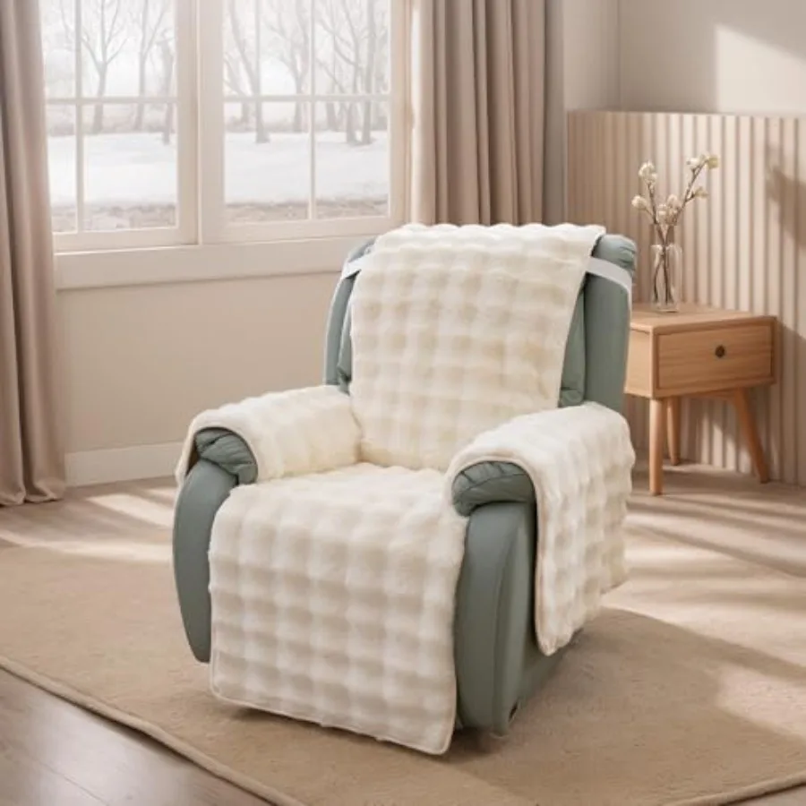 

Thick Rabbit Plush Recliner Slipcover 23 Inch Chair Covers Lazy Boy Recliner Chair Cover Quilted Cover for Recliner Chairs and