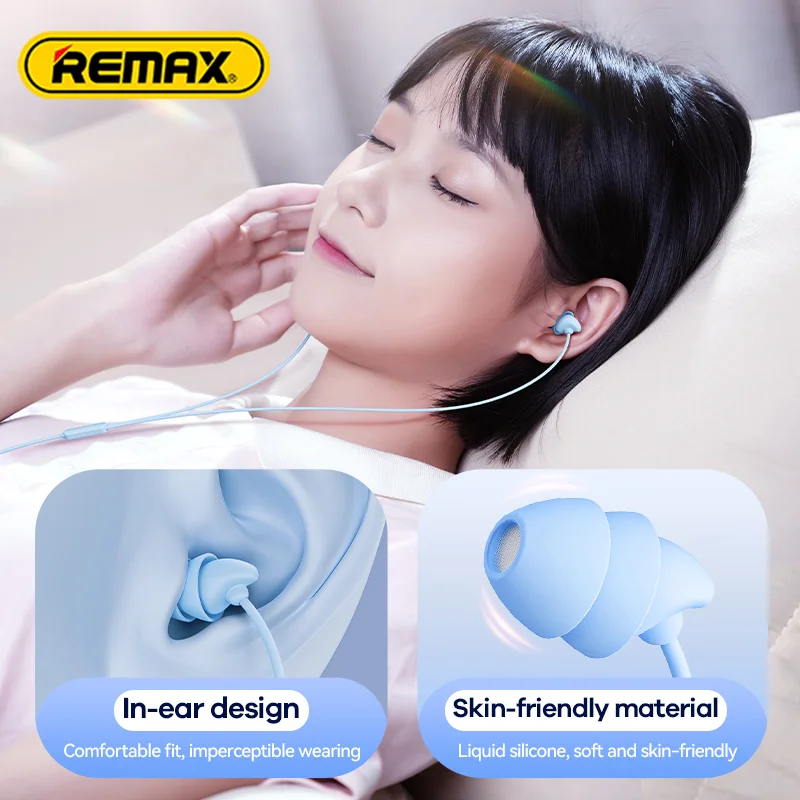 Remax auricolari morbidi antirumore cablati riduzione del rumore del sonno cancellazione In-Ear con controllo del Volume del microfono per bambini