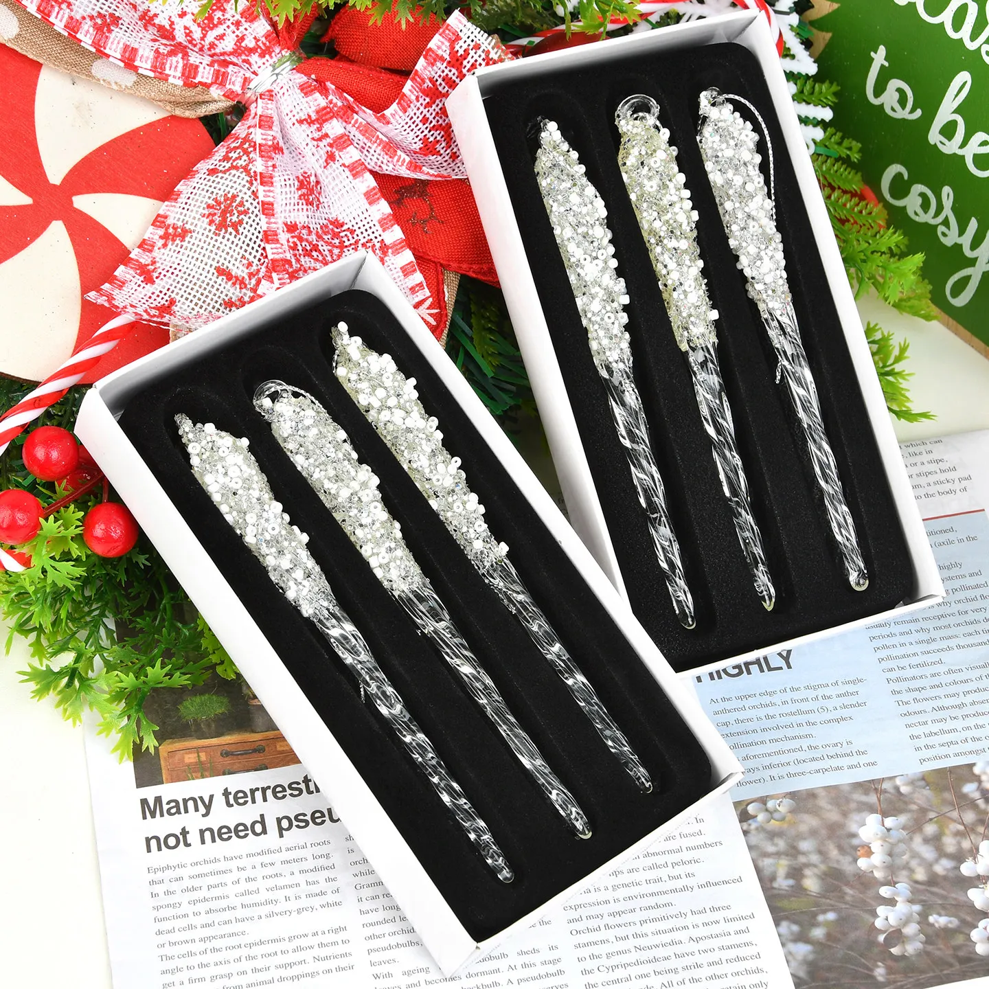 Christmas decoration transparent glass ice bar angel pendant Christmas tree rattan window atmosphere arrangement pendant