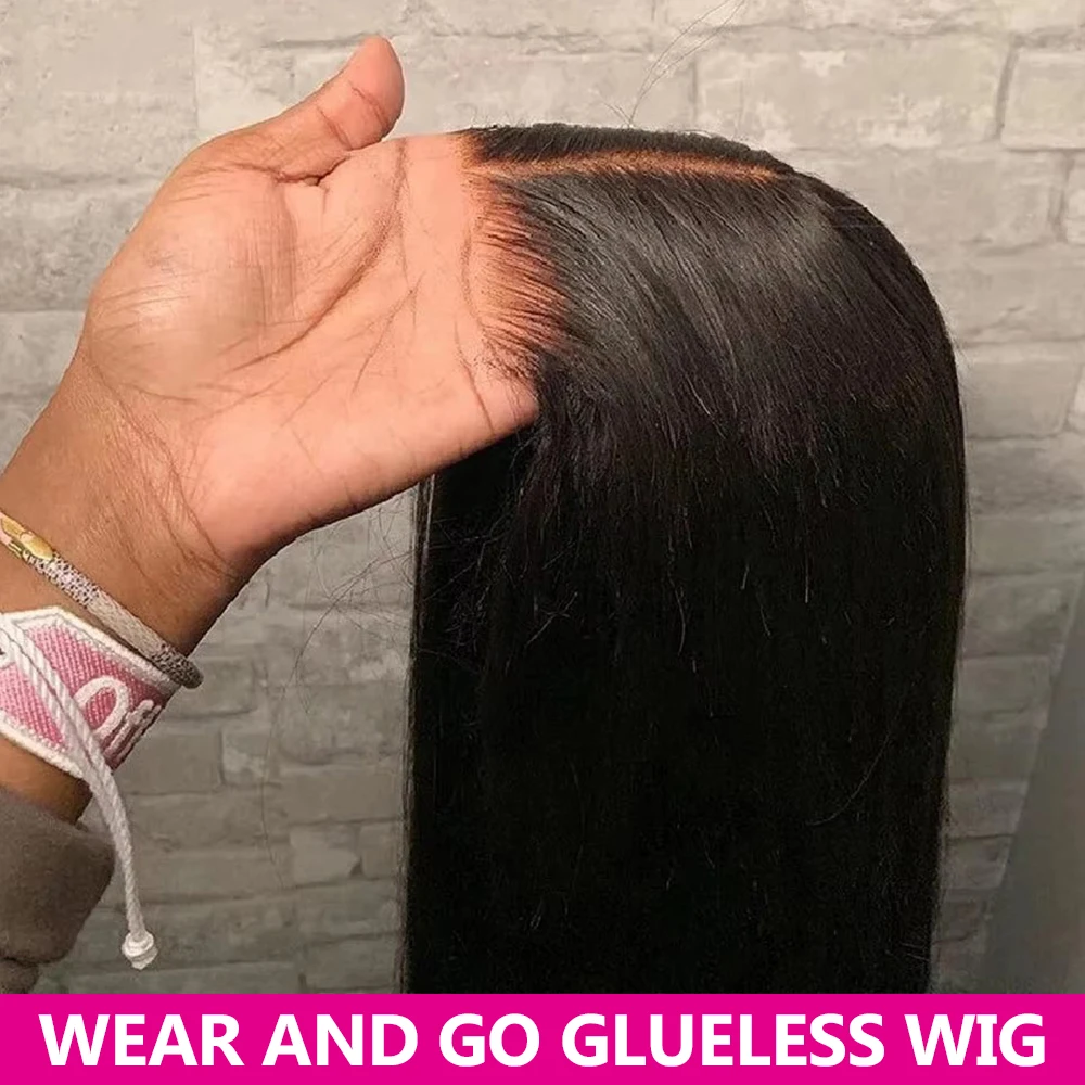 Wear Go Glueless Wigs Human Hair 30 36 40 Inch Straight 13x6 HD Lace Frontal Wig Human Hair Ready To Wear Preplucked 200 Density