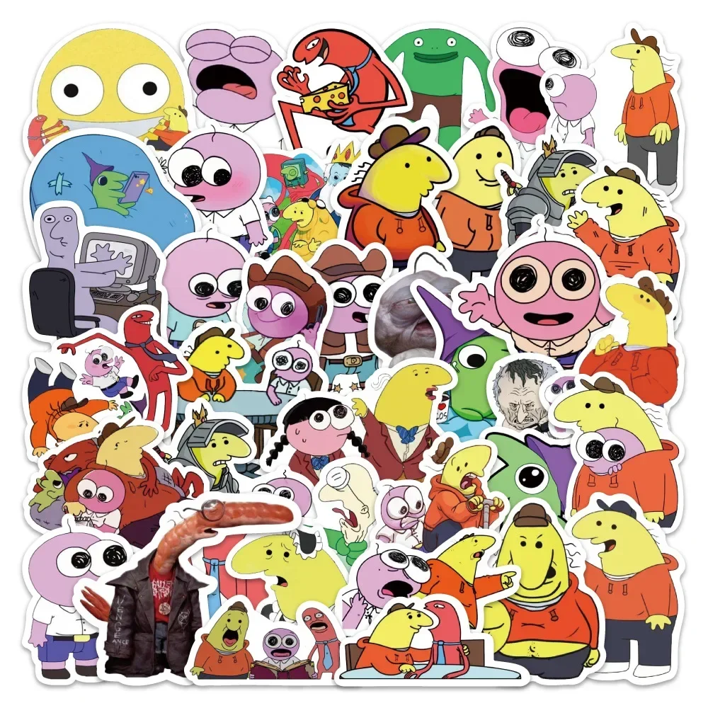 54PCS Cartoon Smiling Friends Comedy Animation Sticker DIY Decoration Waterproof Skateboard Notebook Graffiti Kids Toys Gifts