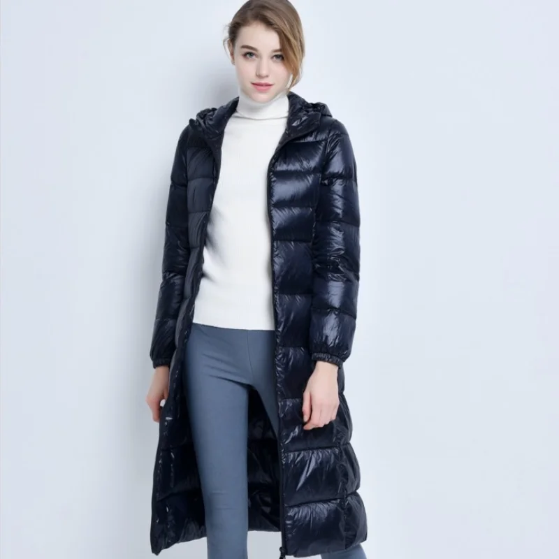 Autumn Winter X Long Down Coats Women Casual Warm White Duck Down Solid New Hooded Puffer Padded Jackets for Women Snow Coats