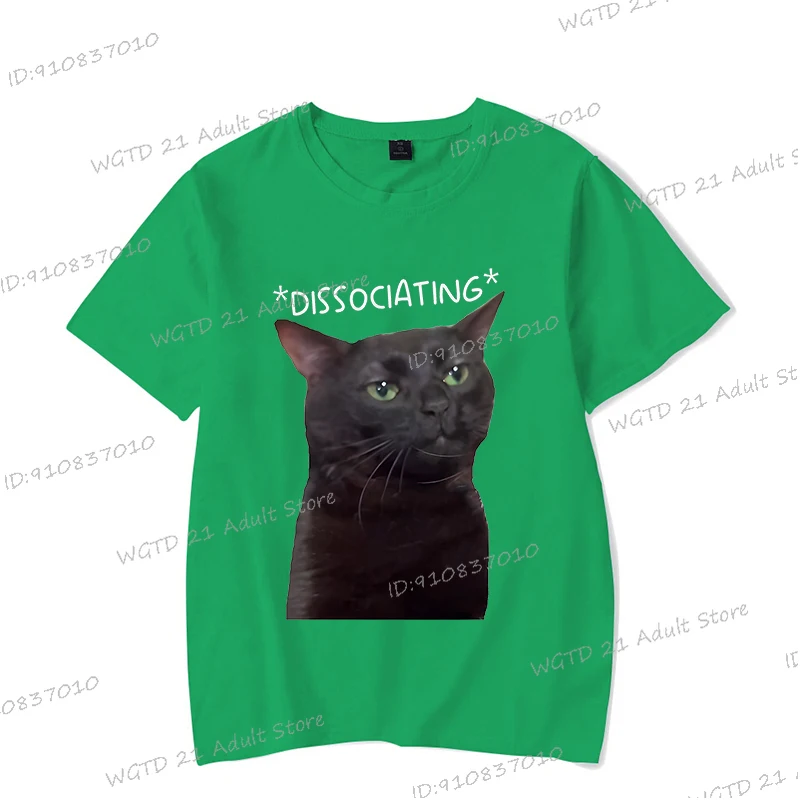 Dissociating ميمي الجرافيك تي شيرت مضحك لطيف القط طباعة تي شيرتات قصيرة الاكمام الرجال النساء عادية ثلاثية الأبعاد الحيوان الهبي الشارع الشهير #3