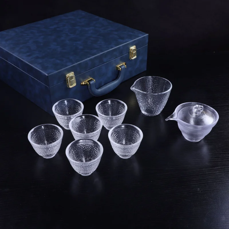 Glass Hammer Pattern High-end Tasting Cup Tea Light Luxury Gift Box Set Essential for Home and Office