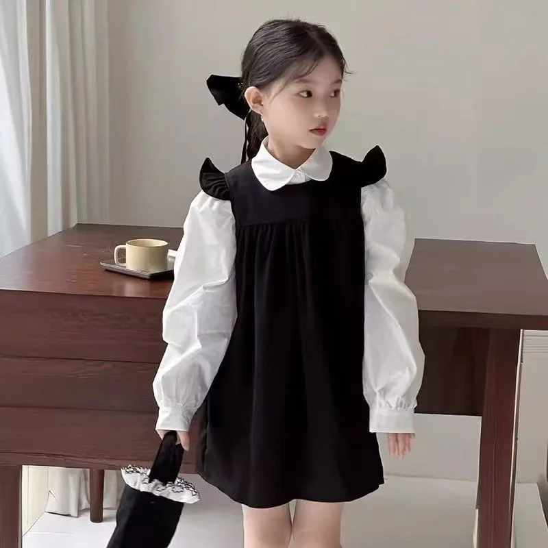 

Korean Version Girls Autumn Children's Clothing Fashion ollege Style Shirt Female Treasure Vest Skirt Two-piece Set