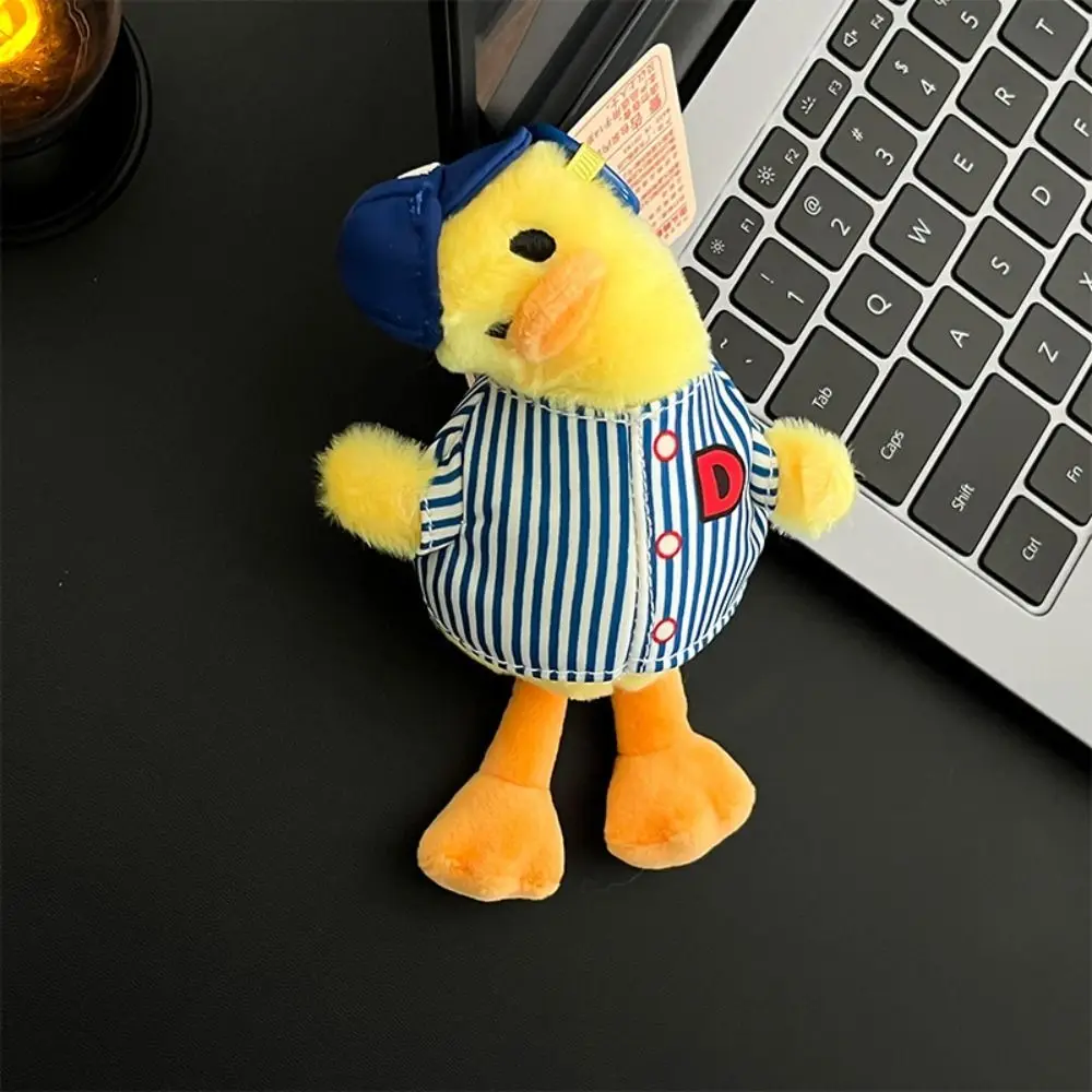 Tilt Head Duck Plush Toy Pendant Striped Clothes PP Cotton Duck Plush Keychain Crooked Lovely Cartoon Duck Doll Keyring