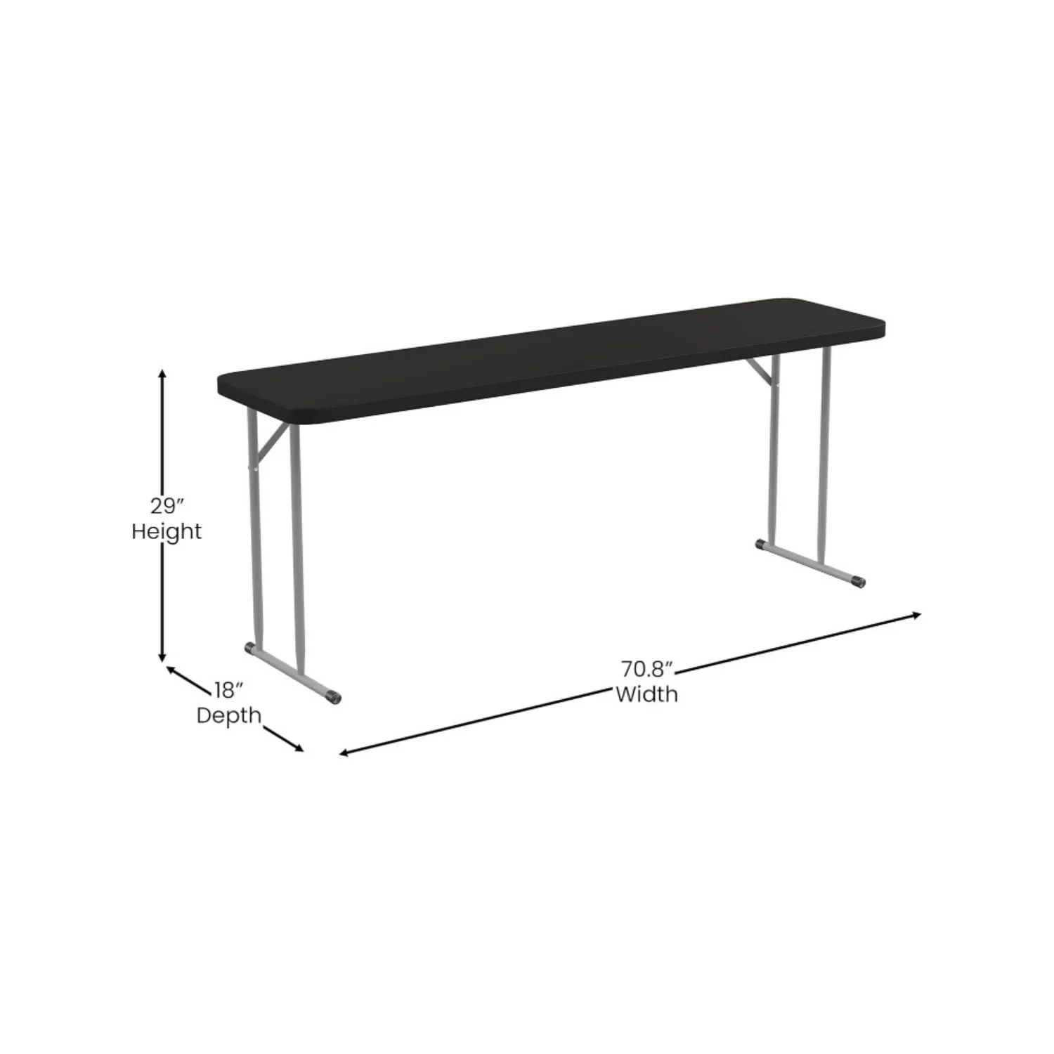 BizChair 6-Foot Black Plastic Folding Training Table