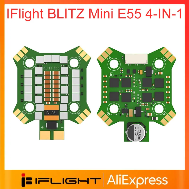 

iFlight BLITZ Mini E55 4-IN-1 ESC 2-6S 55A with 20*20mm/Φ4mm Mounting Holes for FPV Drone