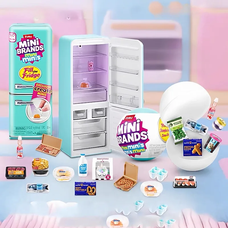 Zuru Mini Fridge Stuffing Toy Tide Play Blind Box Stuffing Fridge Ball, Blind Box Random Mini Model Toy Child Ideal Gift