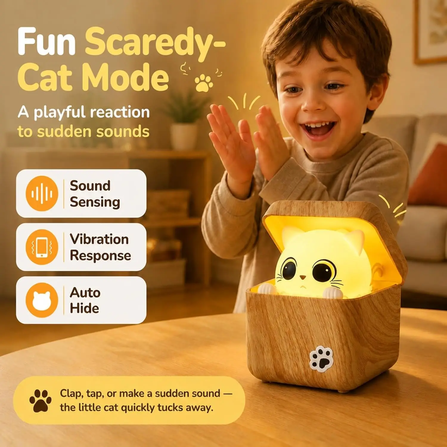 Cute Cat Mood Light Decor, 3 Color Changing Modes, Adjustable Brightness, Desktop Ornament for Bedroom Home
