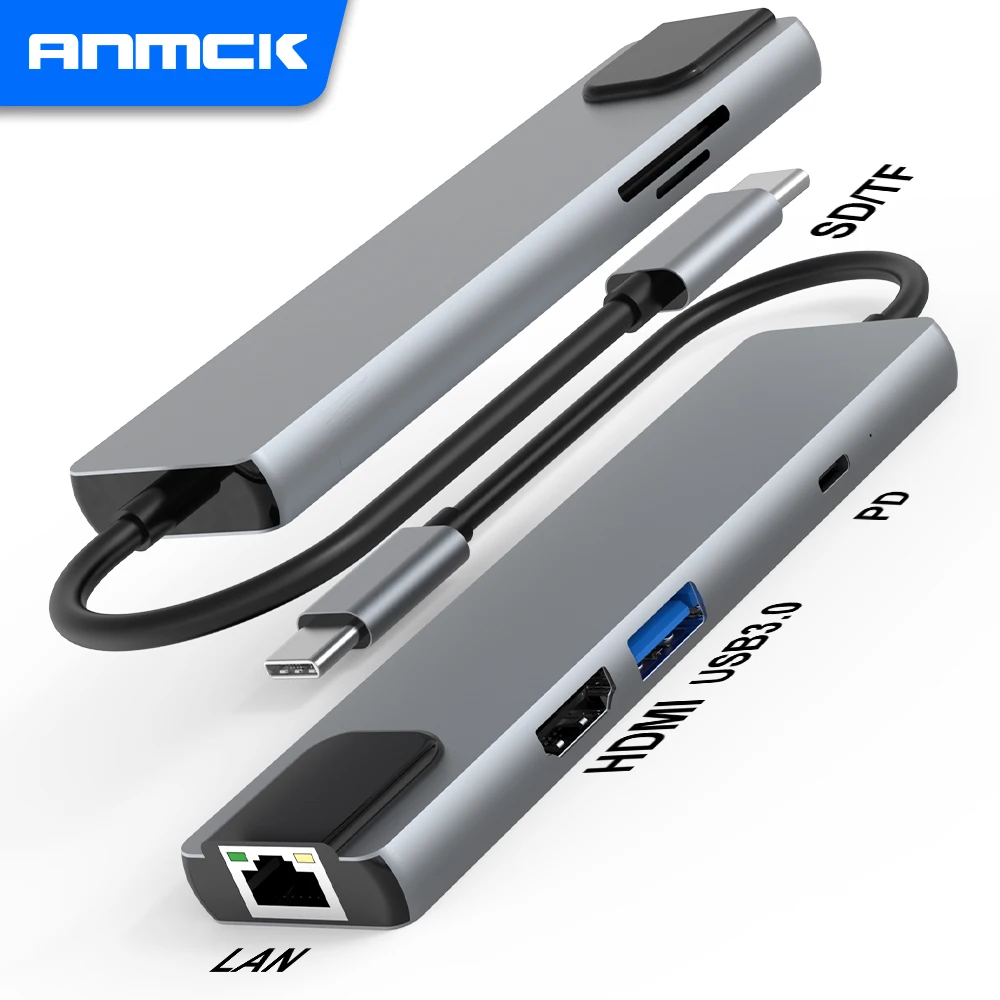 Anmck-adaptador dock otg para múltiplas entradas, usb 3.0/2.0, divisor sd, rj45, lan, 4k, hdmi, leitor de cartão, para macbook, huawei