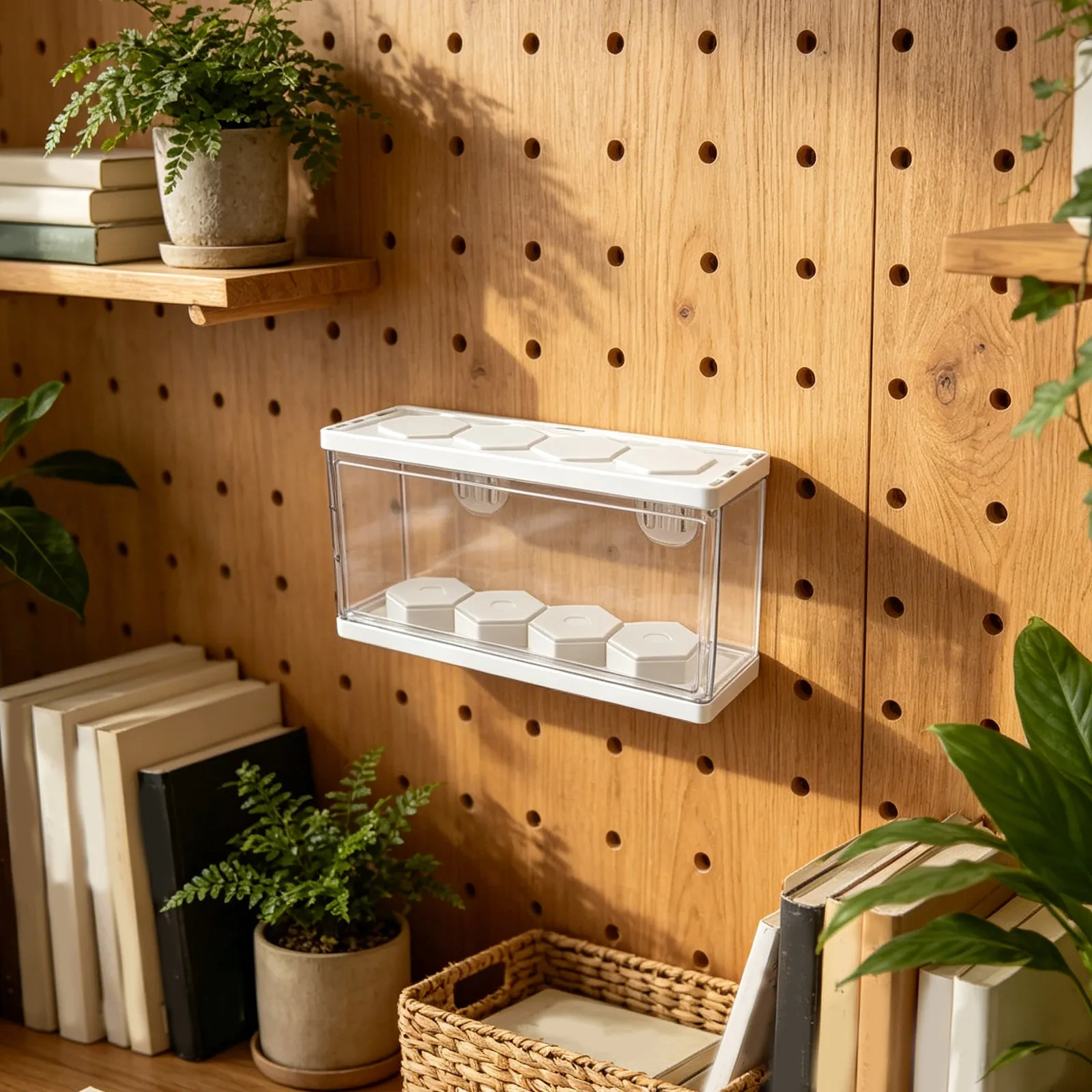 Pegboard Wall Figure Display Case Multi Purpose Clear Plastic Organizer for Action Figures Tools Crafting Supplies 10x6 Inches view 4