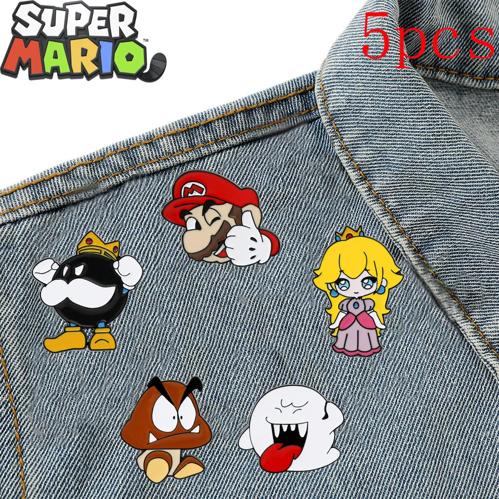 

1set Super Mario Enamel Pins Anime Figure Cartoon Brooch Applicable To Clothes Shirt Bag Backpack Diy Accessories Jewelry Gifts