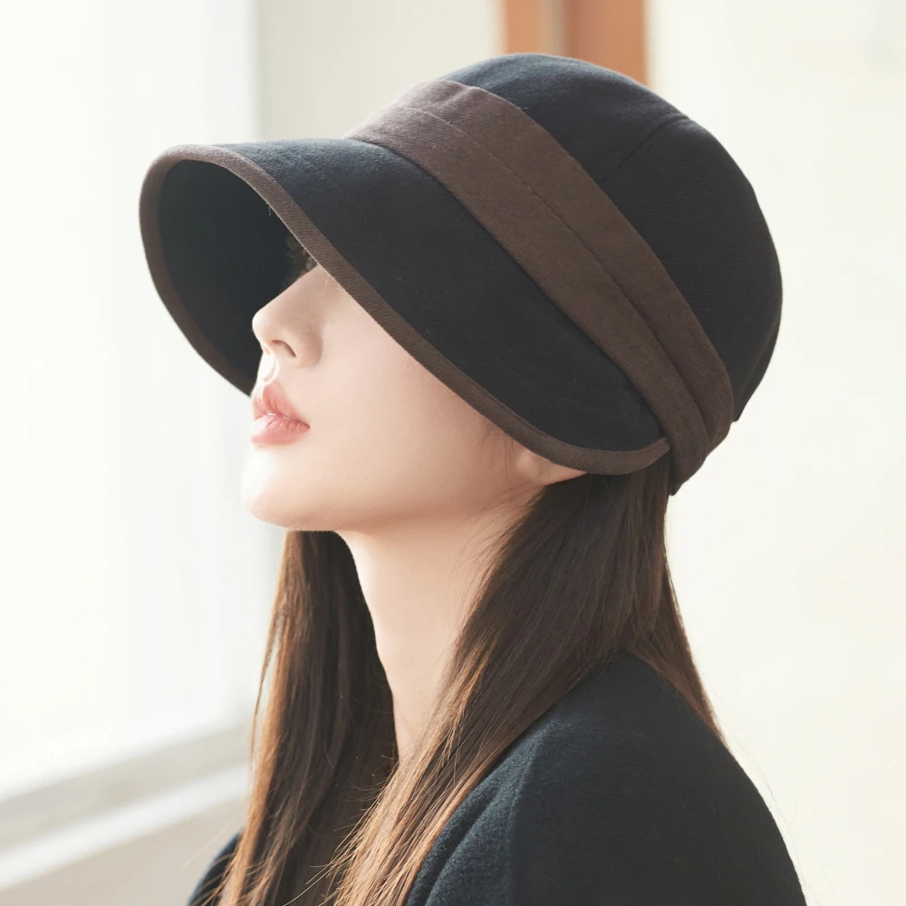 

HT5012 Bucket Hat New High Quality Patchwork Autumn Winter Hats for Women Packable Wide Brim Hat Female Sun Fisherman Bucket Cap