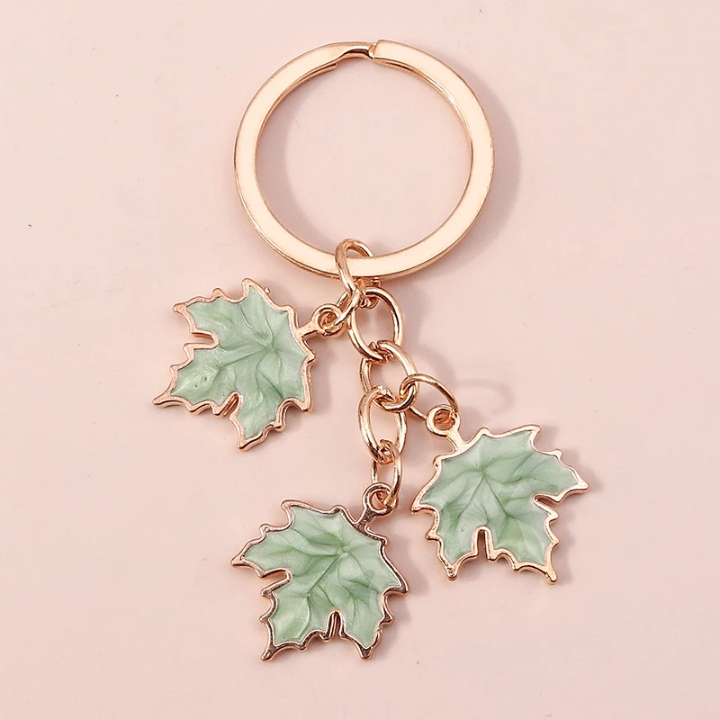 Fashion New Enamel Maple Leaf Keychain Plant Key Rings Pendant for Women Men Handbag Charms Pendants Handmade Jewelry Gifts