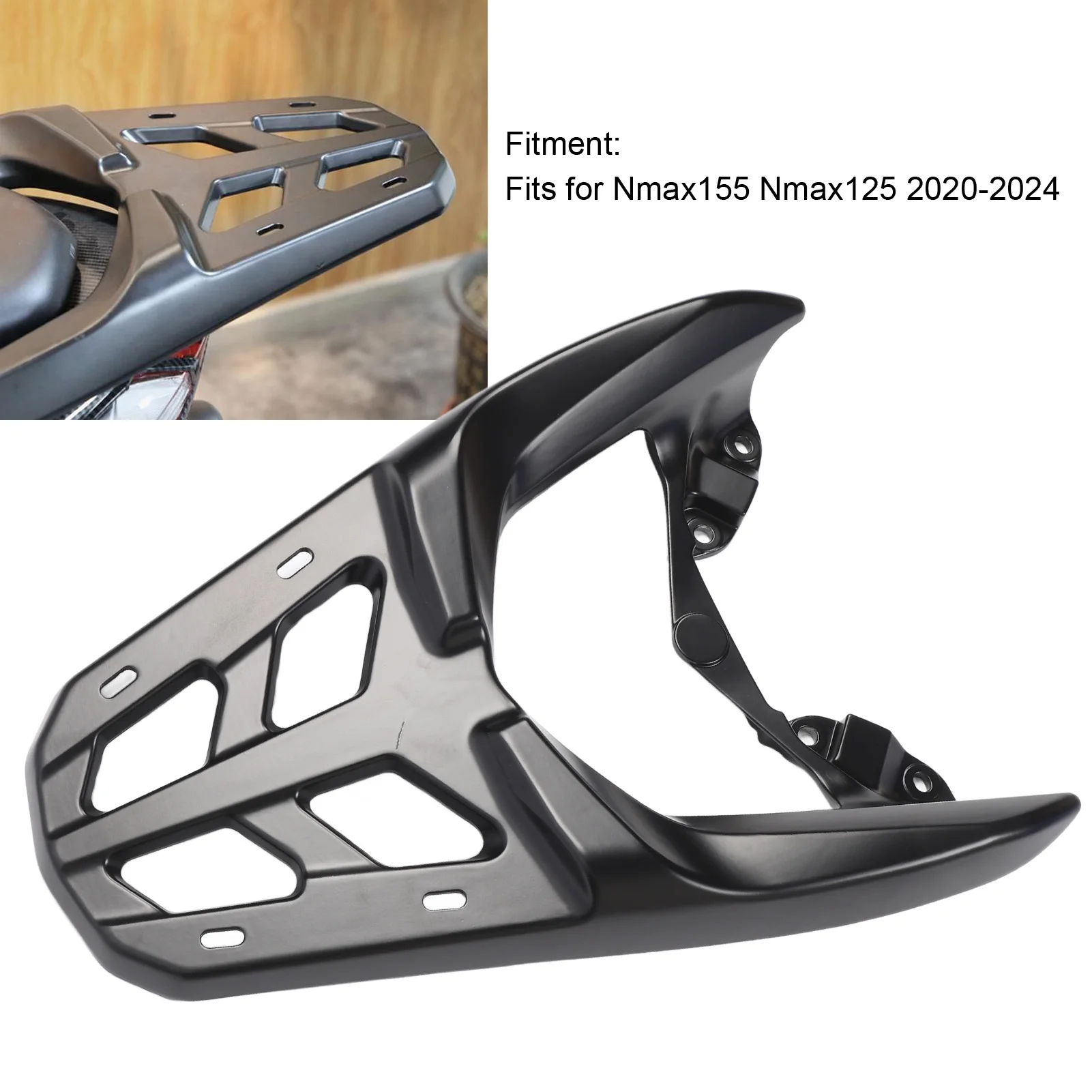 Rear Luggage Carrier Bracket Long Lasting Hollow Out Motorcycle Luggage Rack Aluminium Alloy Easy Assemble for Nmax155 Nmax125