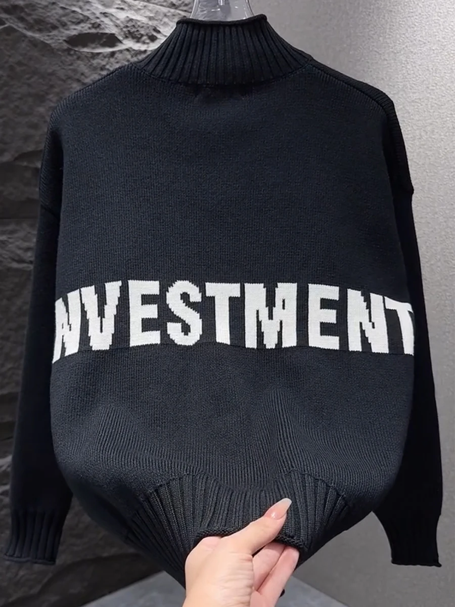 

Comfortable Knitted Men's Cardigan Autumn Winter New Sle Zipper Letter Design Slim Fit Long Sve Cotton Pure Color Sweater