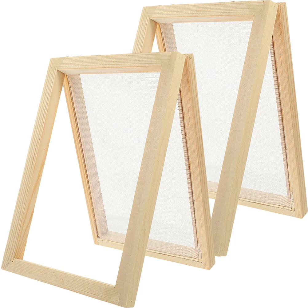 

2pcs Wooden Making Diy Craft Screen Kids Handicraft Wood Reusable Filter Mesh Educational Tool Wood Art Material Pack Handmade
