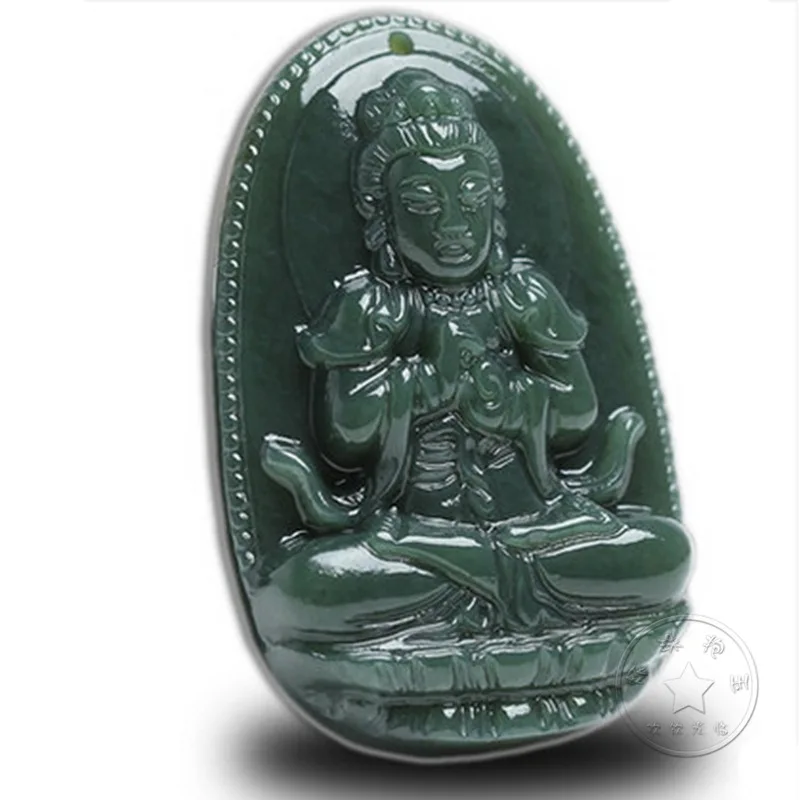 Green Great Tathagata Pendant, Hotan Jade Zodiac Sheep And Monkey Guardian Deity, Nativally Blessed Buddha