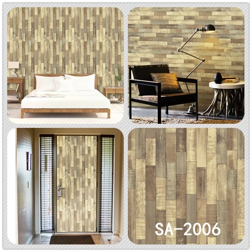 Home Decor 3D PVC Wood Grain Wall Stickers Paper Brick Stone wallpaper Rustic Effect Self-adhesive Home Decor Sticker Room