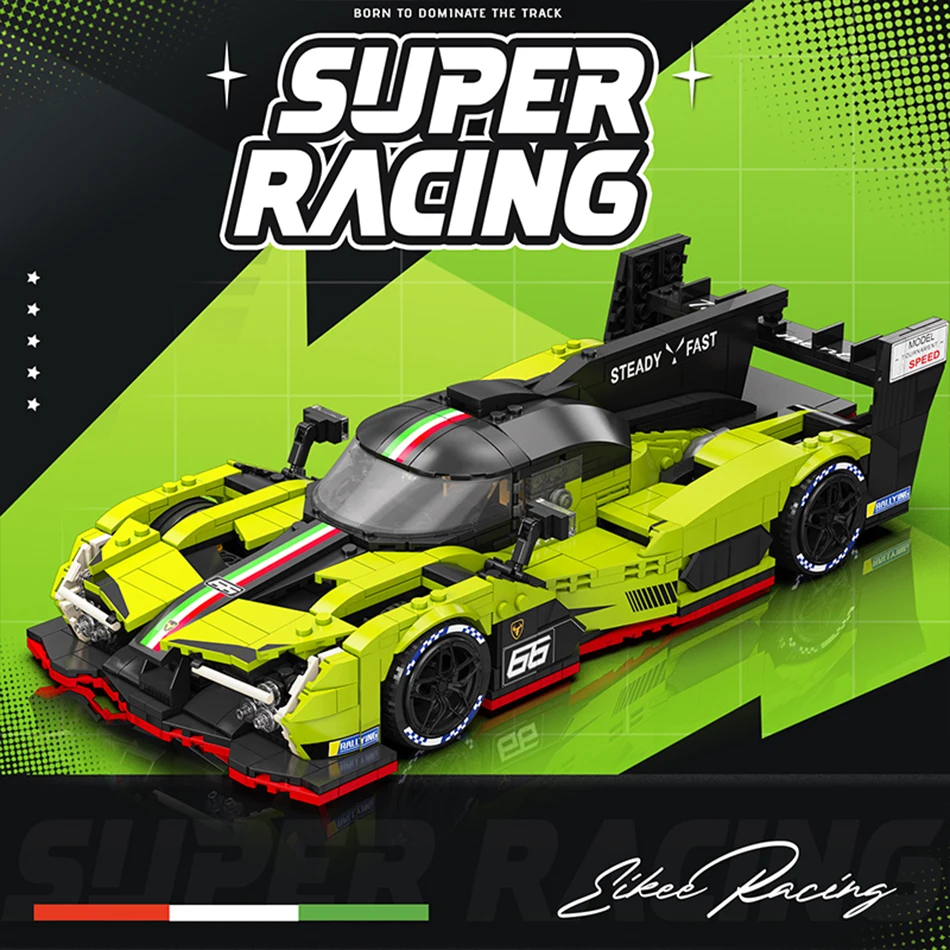 

MOC Зеленый Гиперкар Спортивный Гоночный Автомобиль Модель Строительные Блоки Городская Скорость Суперкар Автомобиль Гараж Сборка Кирпичи Игрушки для Детей Подарок