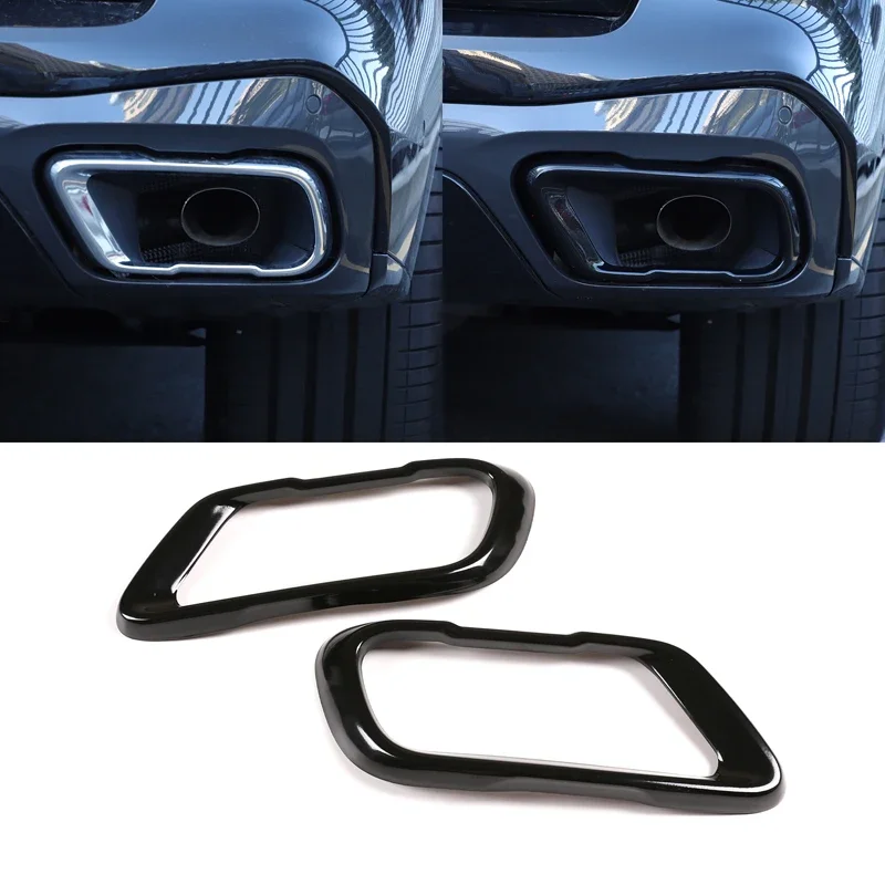 For BMW X5 G05 X6 G06 X7 tail throat decorative frame exhaust pipe decorative cover stainless steel 2pcs gloss black 2019-2022 m