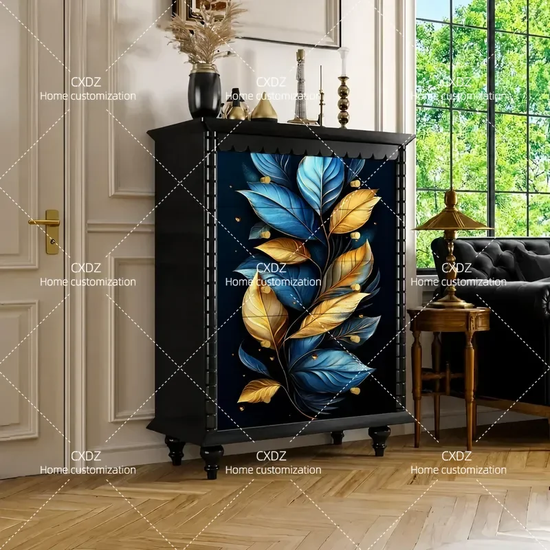 Modern Light Luxury Solid Wood Chest of Drawers Side Cabinet Customizable Storage Unit Against Wall for Living Room Furniture