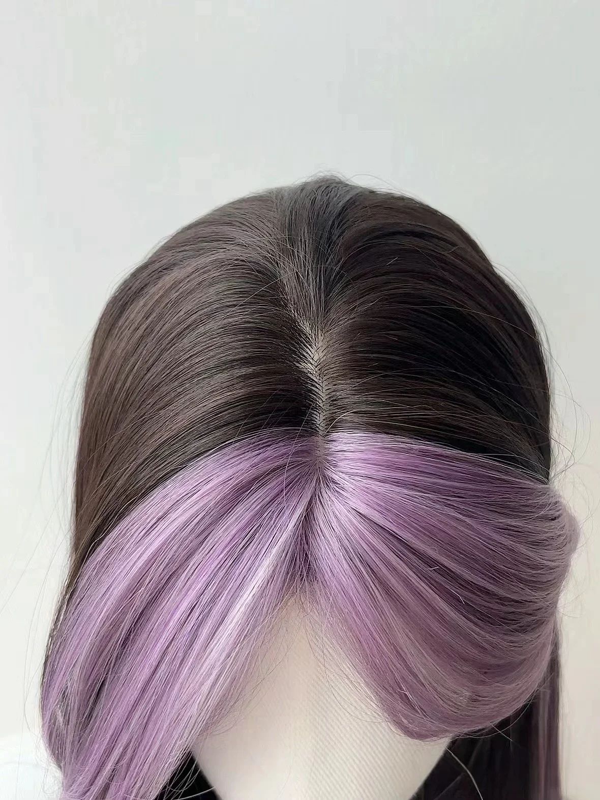 Shimmer Wigs for Women Long Straight Black and Purple Wig Humen Hair cosplay wig Fashion Tenderness ウィッグ